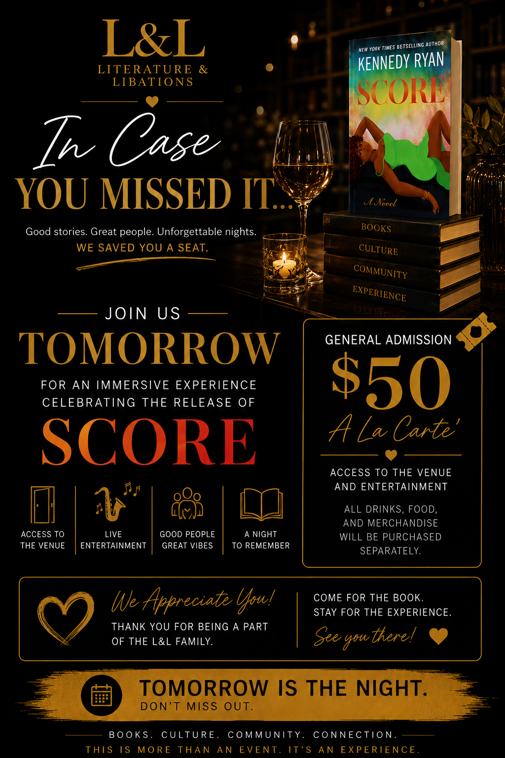 LIGHTS, CAMERA, SCORE — A Book Release Premiere Hosted by Literature & Libations